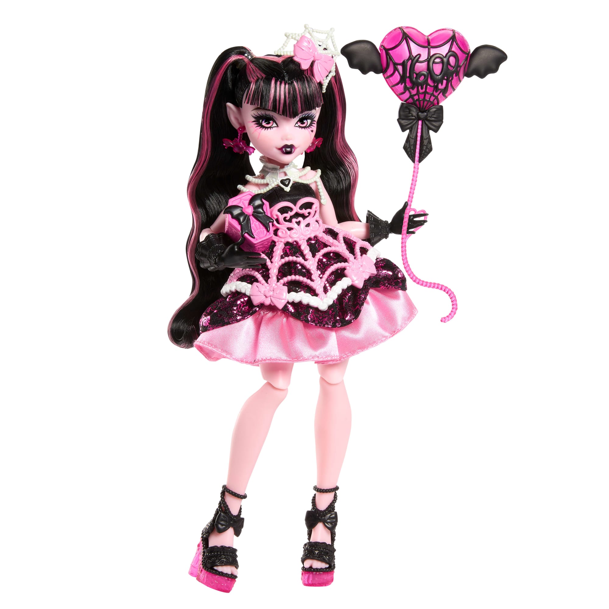 Monster High Scary Sweet Birthday Draculaura Doll in Party Dress With Balloon & Gift