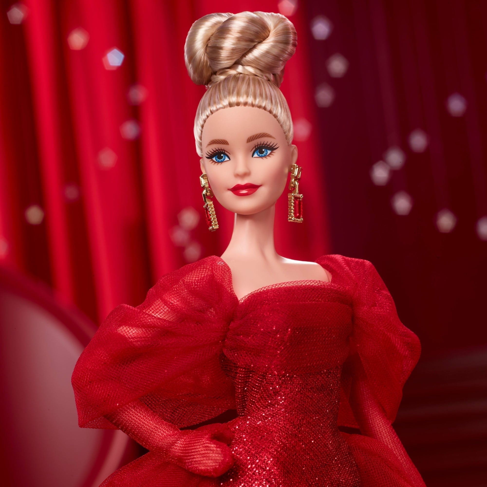 Barbie Signature Collectible Doll For Mattel 80th Anniversary, Glittery Red Tulle Gown, Blonde Hair
