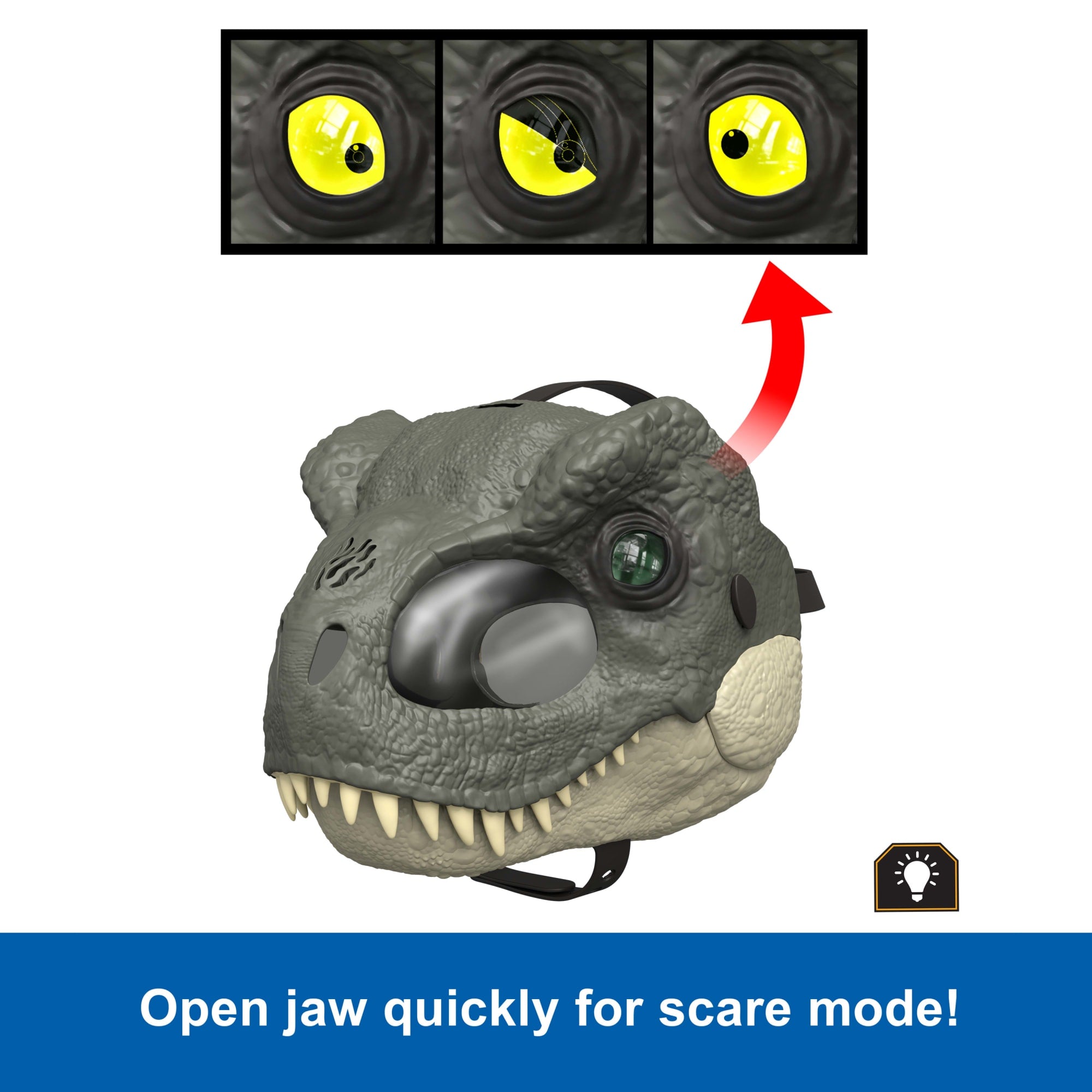Jurassic World Rebirth T-Rex Rage N Roar Mask With Led Light Up Eyes Feature, 3 Level Effects