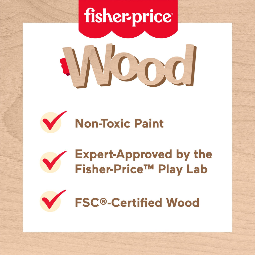 Fisher-Price Wooden Stacking Rainbow, Building Toy For Toddlers, 6 Wood Pieces