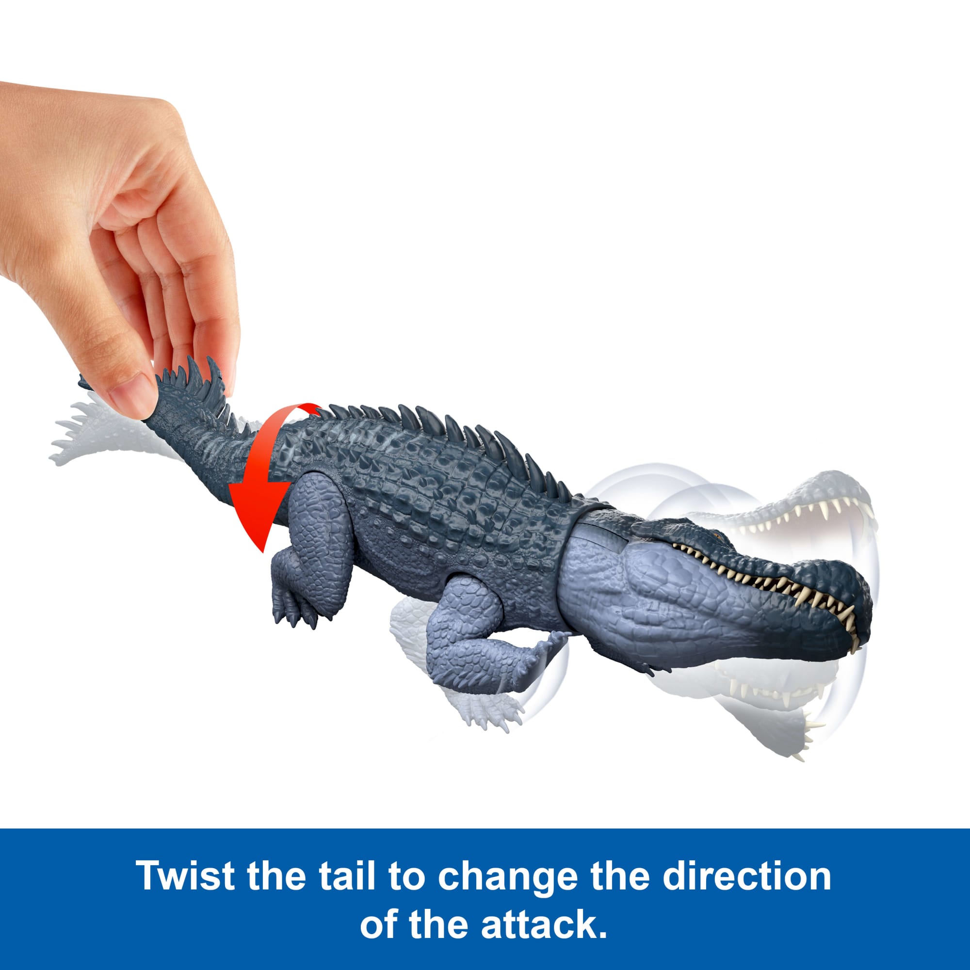 Jurassic World Rebirth Gigantic Thrashers Purussaurus Dinosaur Figure Toy, Tail Activated Attack