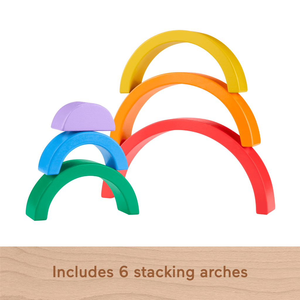 Fisher-Price Wooden Stacking Rainbow, Building Toy For Toddlers, 6 Wood Pieces
