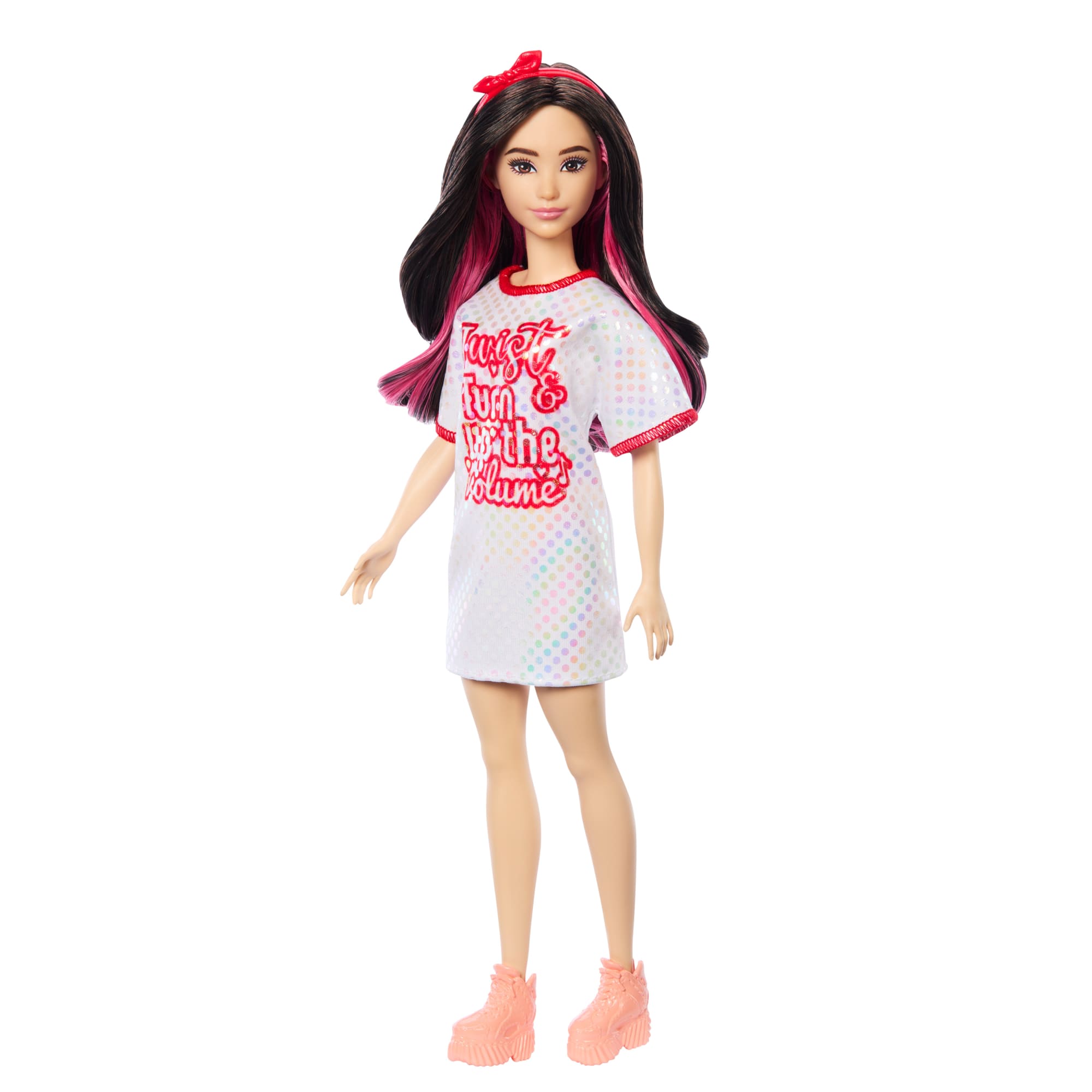Barbie Fashionistas Doll #214, Black Wavy Hair With Twist ‘n’ Turn Dress & Accessories, 65Th Anniversary