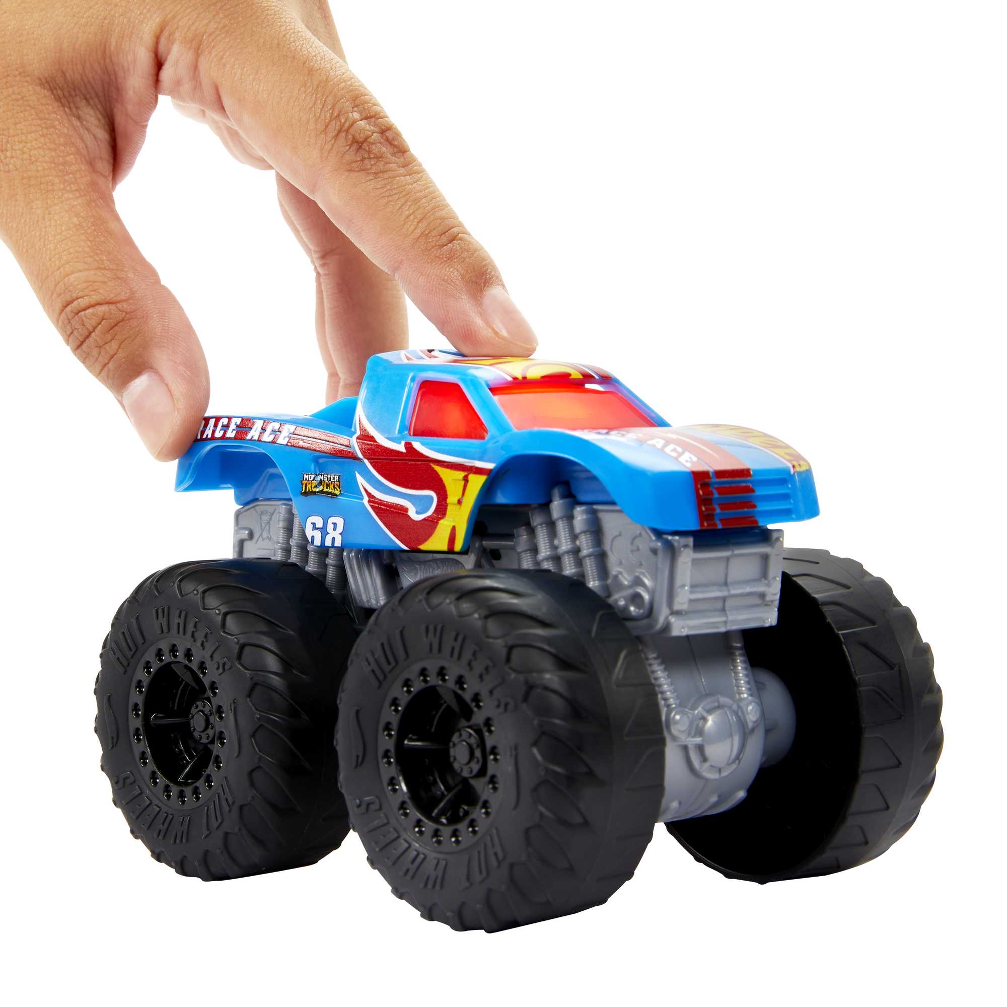 Hotwheels®-Monster Trucks-Véhicule Race Ace Sons et Lumières