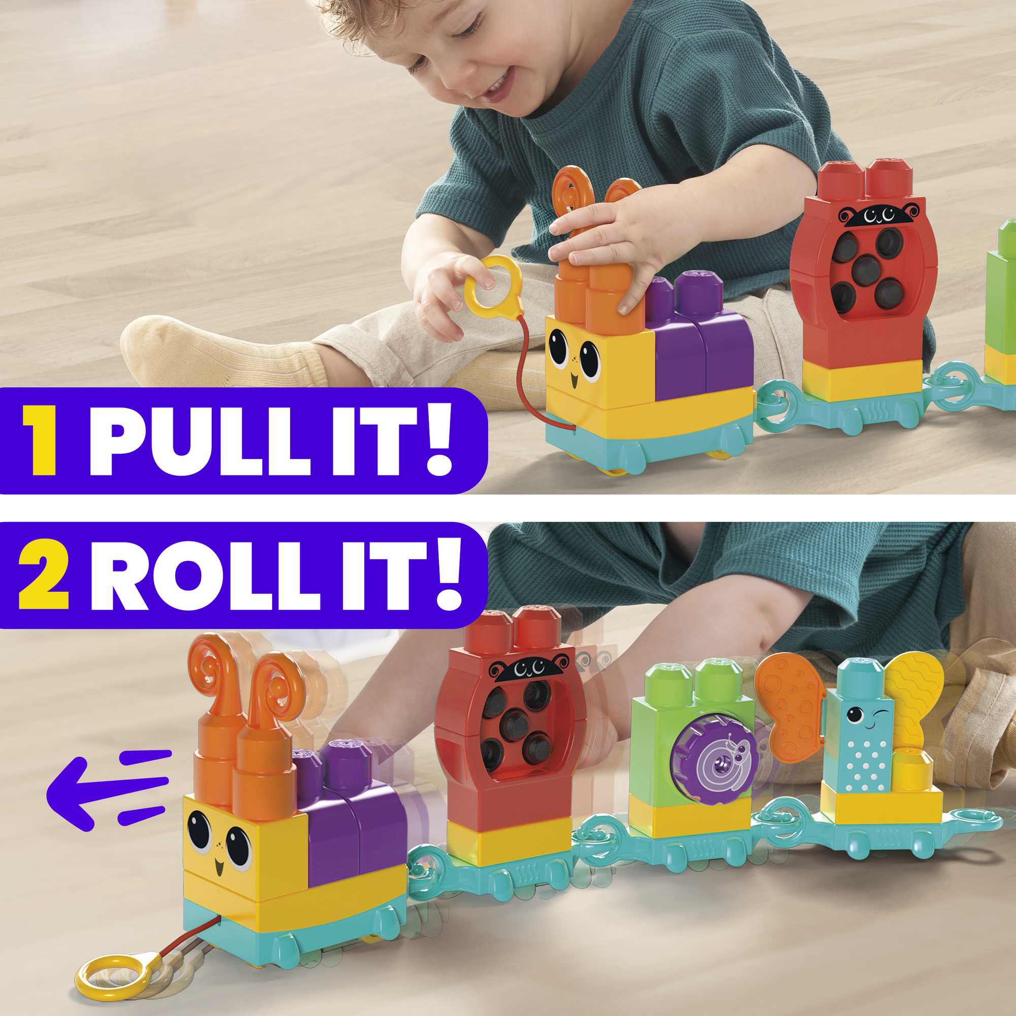 MEGA Bloks Move N Groove Caterpillar Sensory Building Toys For Toddlers 1-3 (30 Pcs)