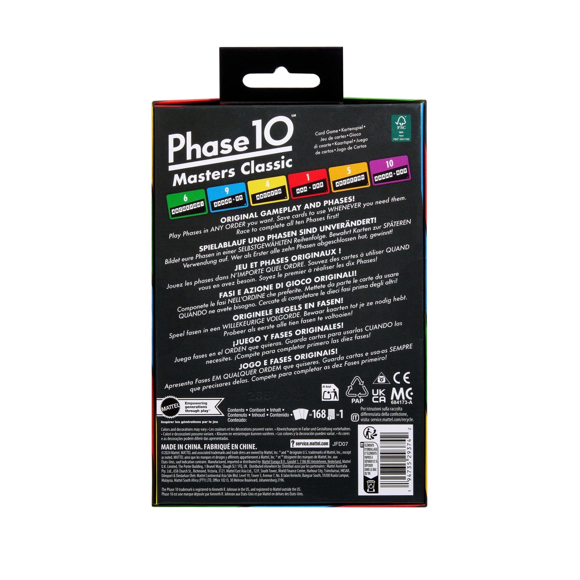 Phase 10 Masters Classic Card Game, Family Game With Rummy-Type Play For 2-6 Players