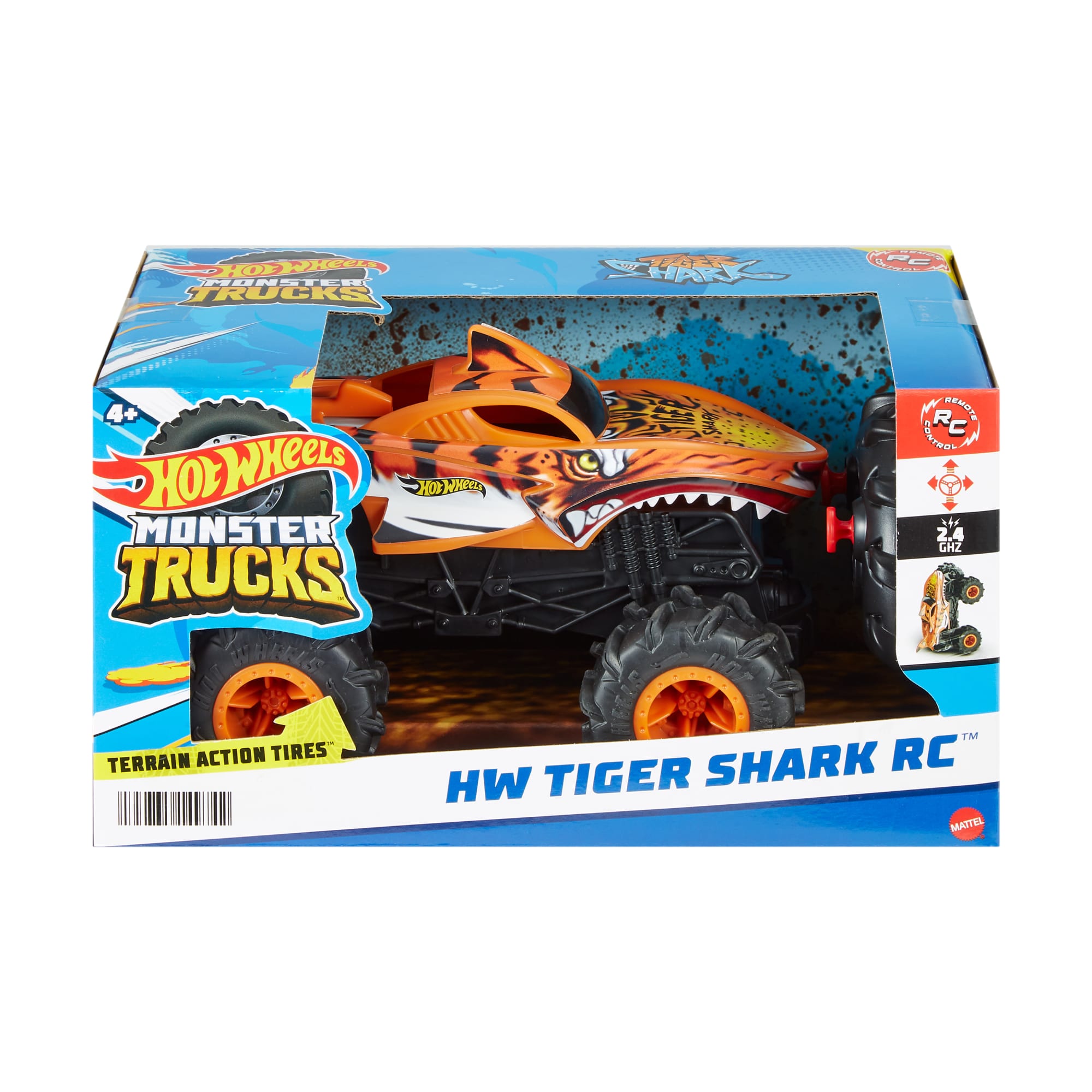 Hot Wheels Monster Trucks Téléguidé Hw Tiger Shark Rc, Échelle1:24