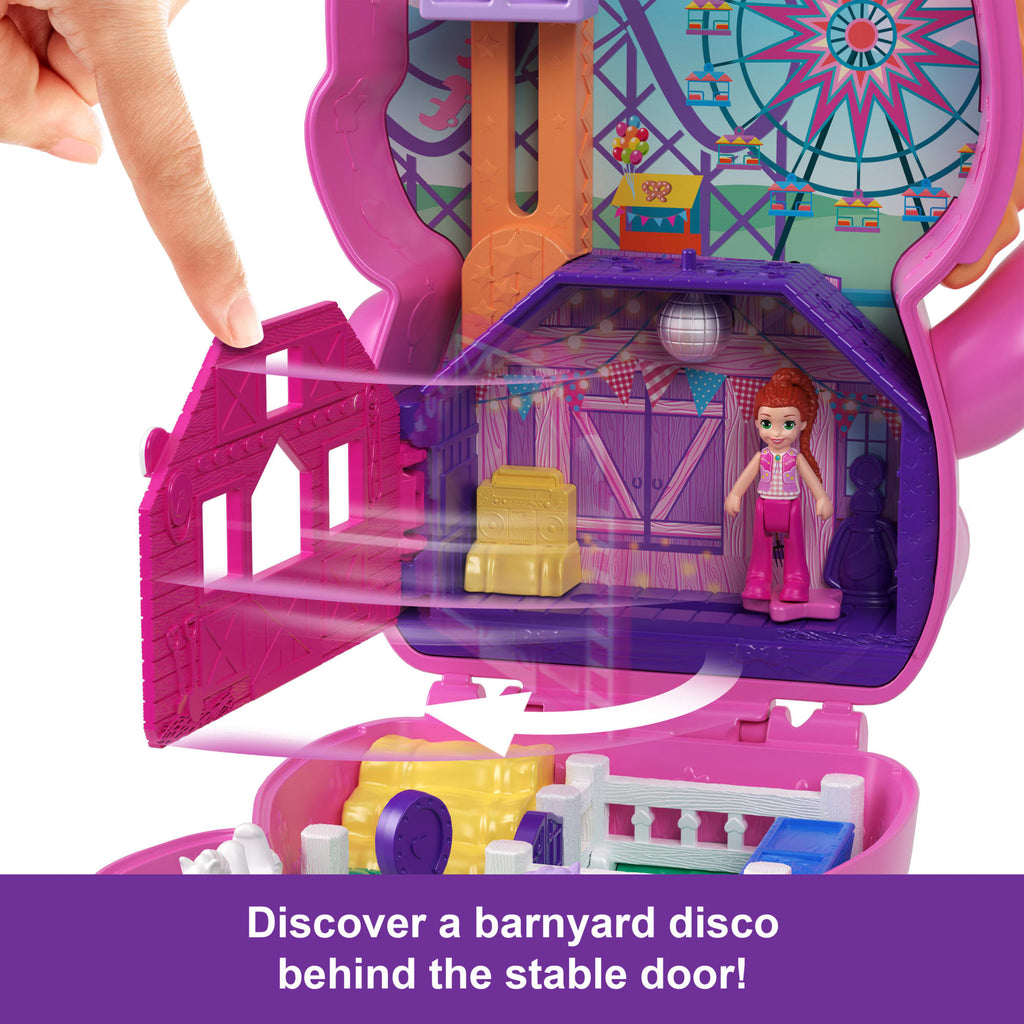 Polly Pocket Pony Rodeo Compact Playset With 1 Micro Doll And Pet Horses, Travel Toy With Food & Styling Accessories