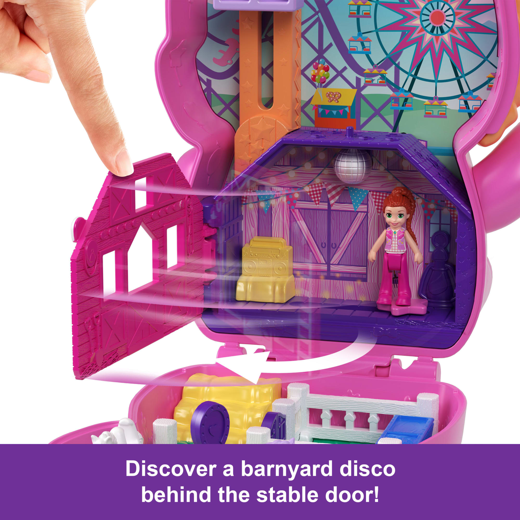 Polly Pocket Pony Rodeo Compact Playset With 1 Micro Doll And Pet Horses, Travel Toy With Food & Styling Accessories