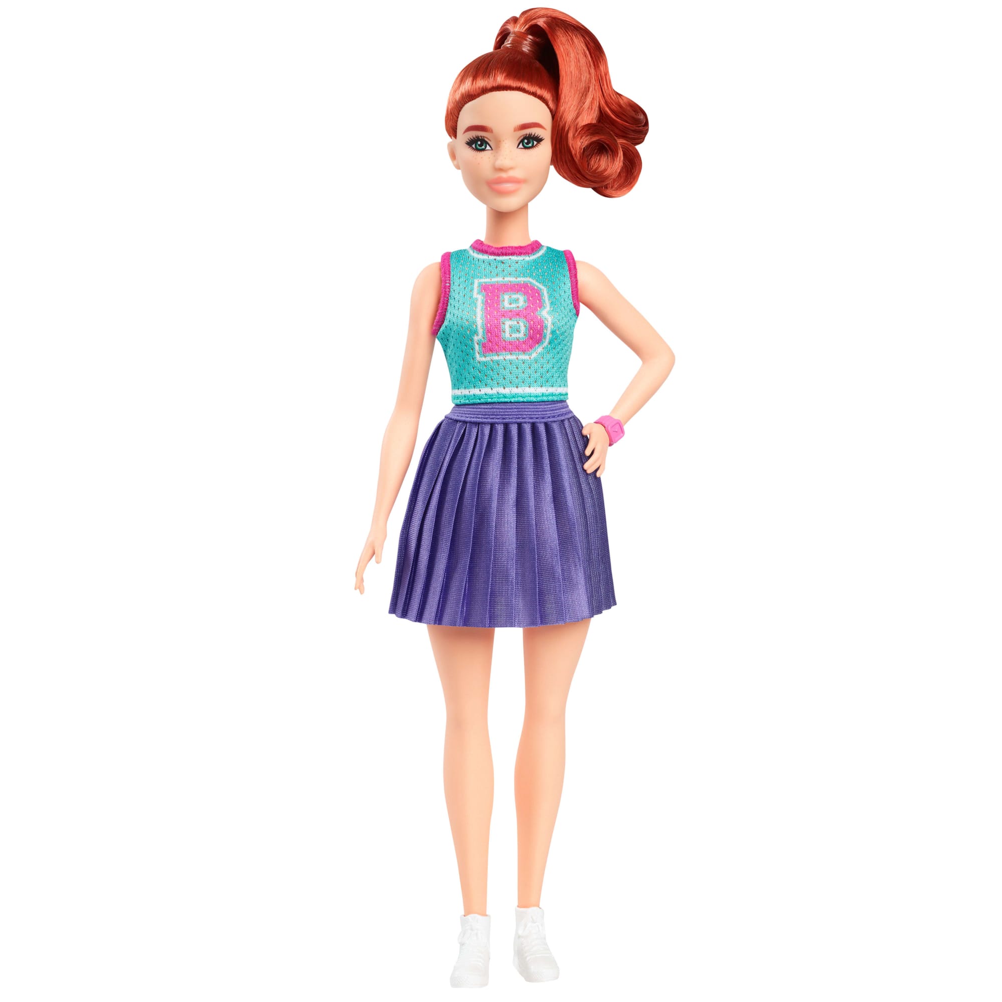 Barbie Fashionista Boneca Camiseta Verde e Saia Roxa