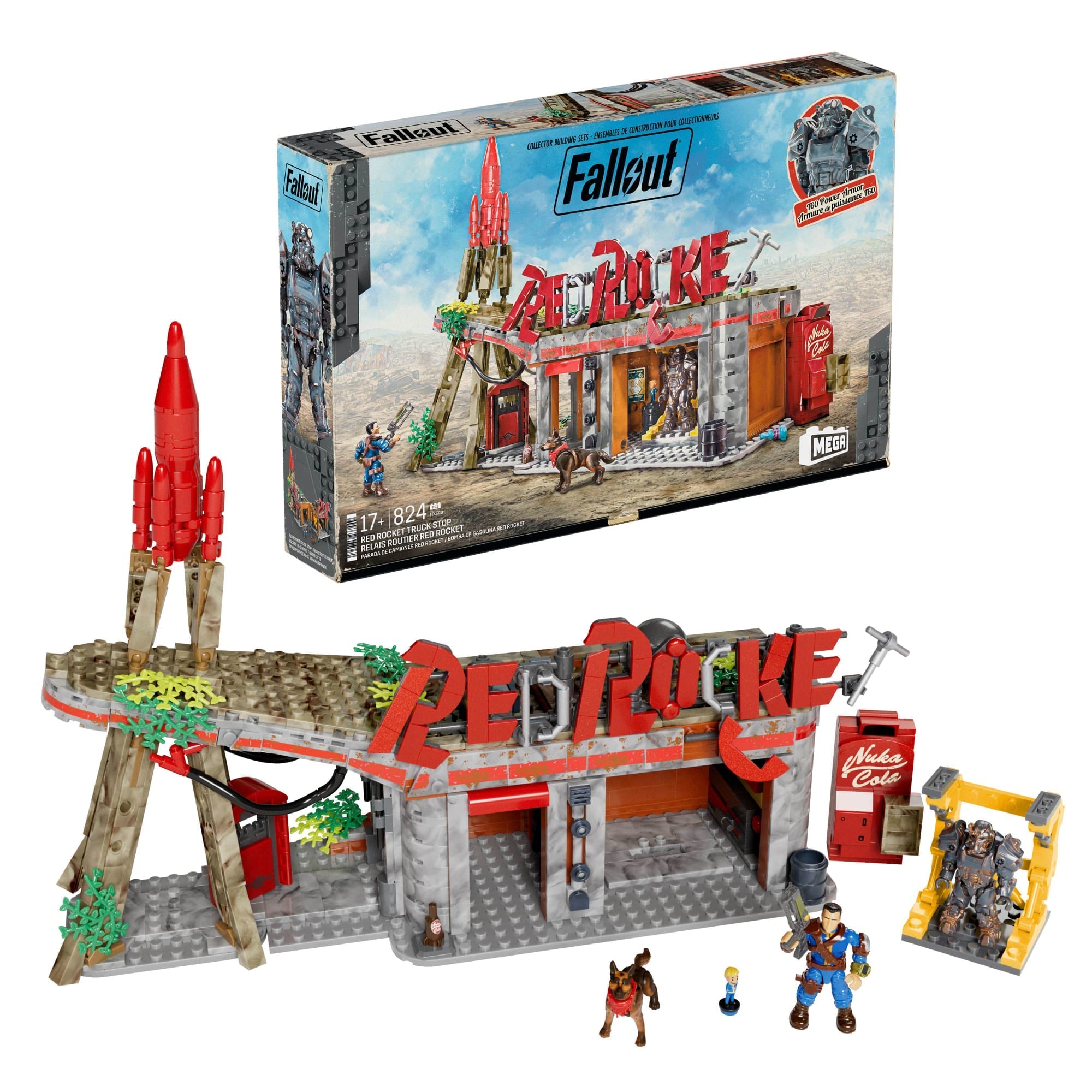 MEGA Fallout Red Rocket Building Toy Kit With 2 Action Figures (824 Pieces) For Collectors