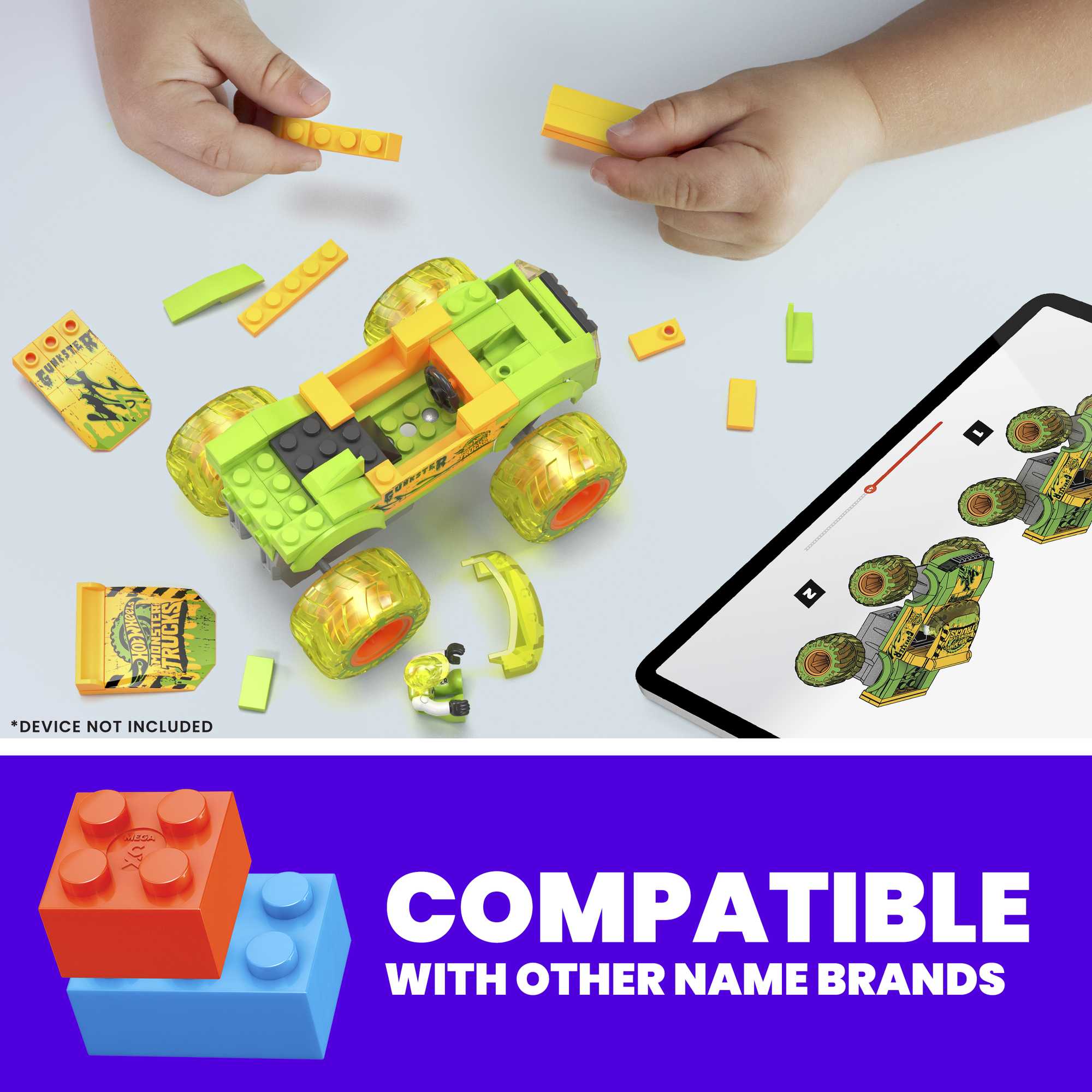 MEGA Hot Wheels Smash & Crash Gunkster Monster Truck Building Toy With 1 Figure (84 Pieces)