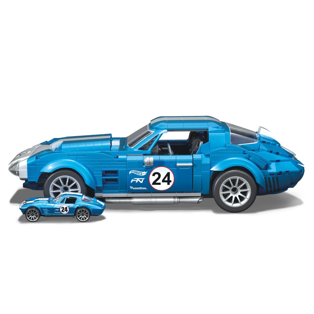 MEGA Hot Wheels 63 Corvette Grand Sport Race Car Building Toy Kit (1060 Pieces) For Collectors