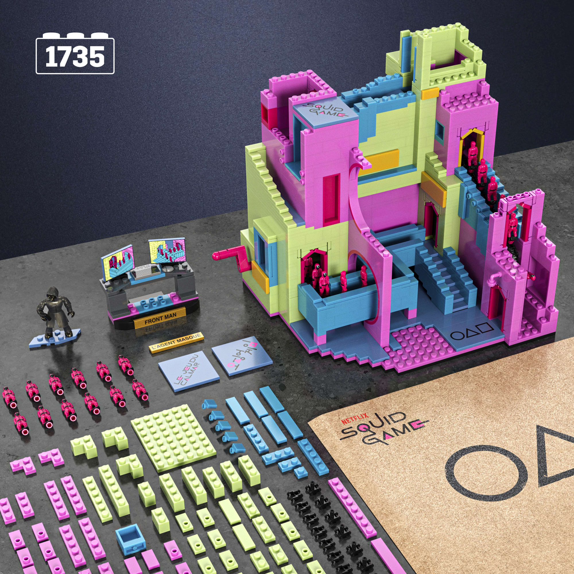 MEGA Squid Game Staircase Building Toy Kits With Action Figure (1707 Pieces) For Collectors