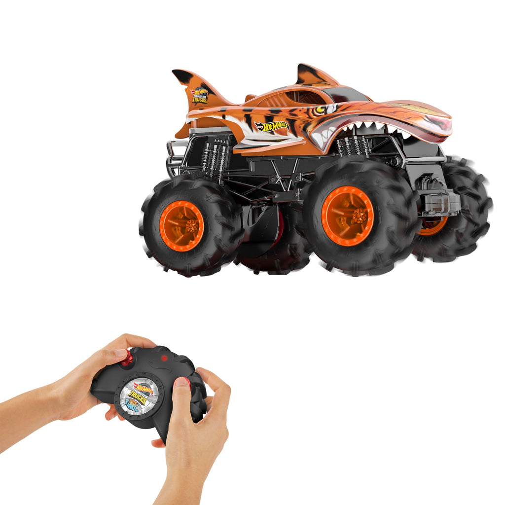 Hot Wheels Monster Trucks Téléguidé Hw Tiger Shark Rc, Échelle1:24