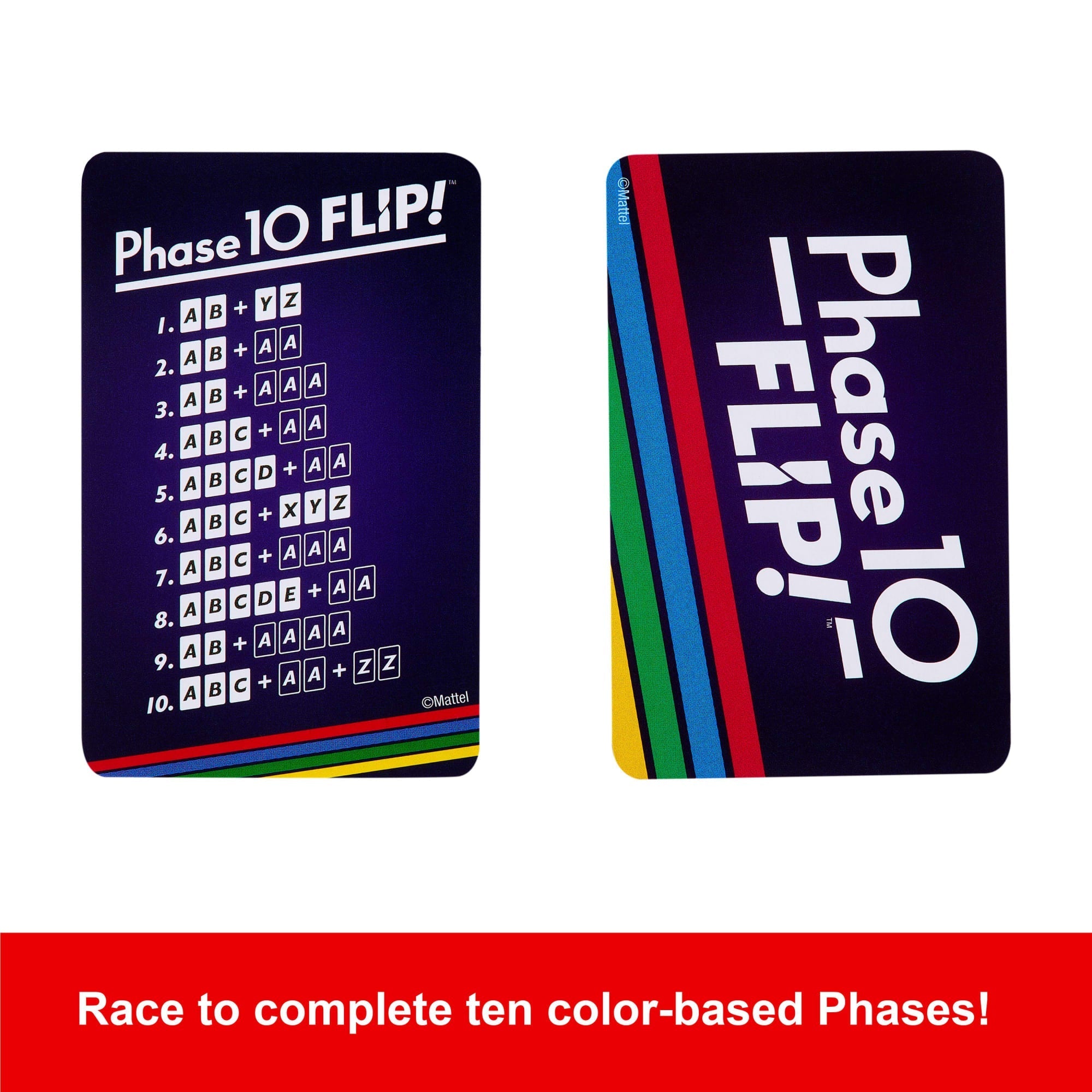 Phase 10 Flip Card Game, Classic Family Card Game With Double-Sided Cards For 2-6 Players