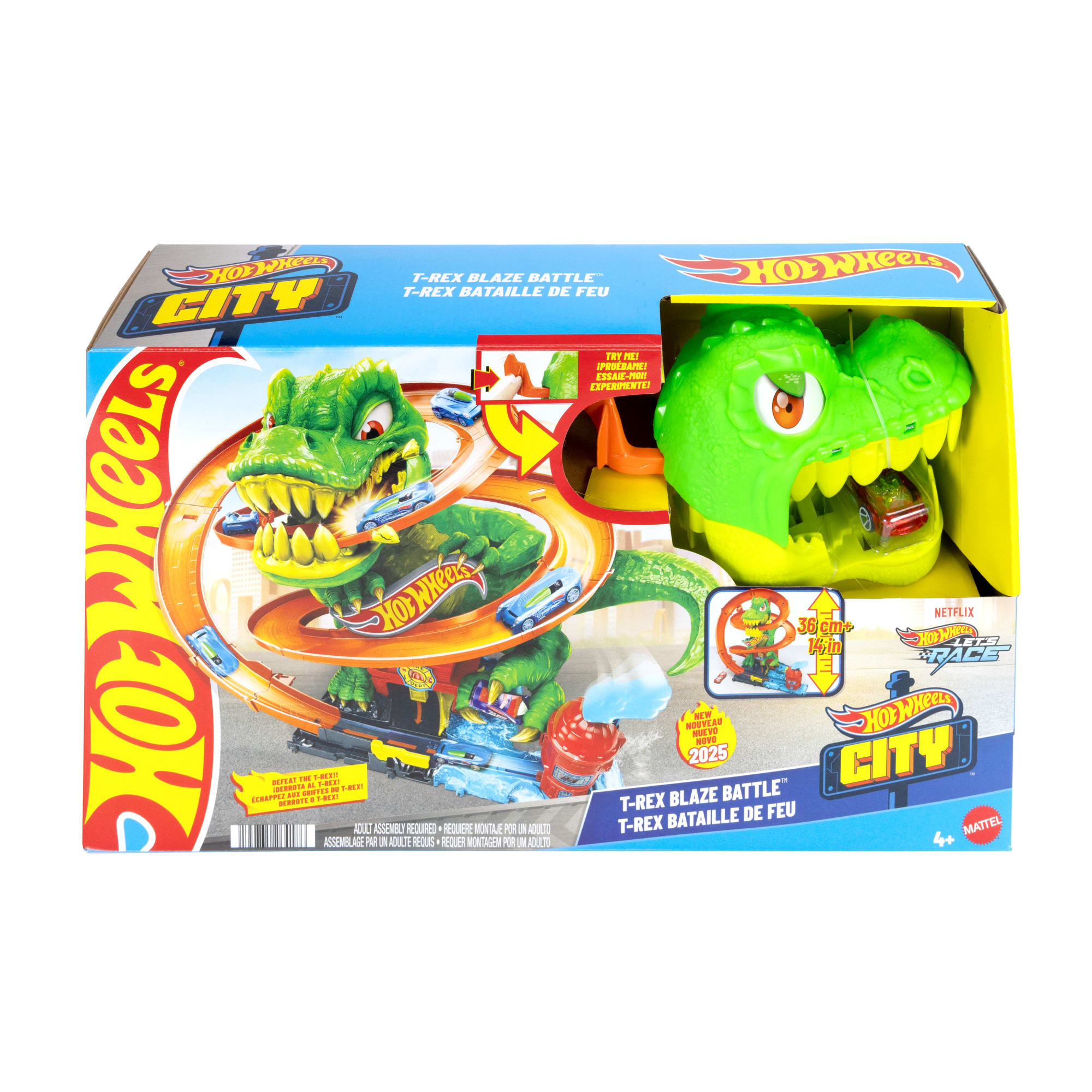 Hot Wheels  Ville  Échelle1:64  Coffret  T-Rex Bataille de Feu