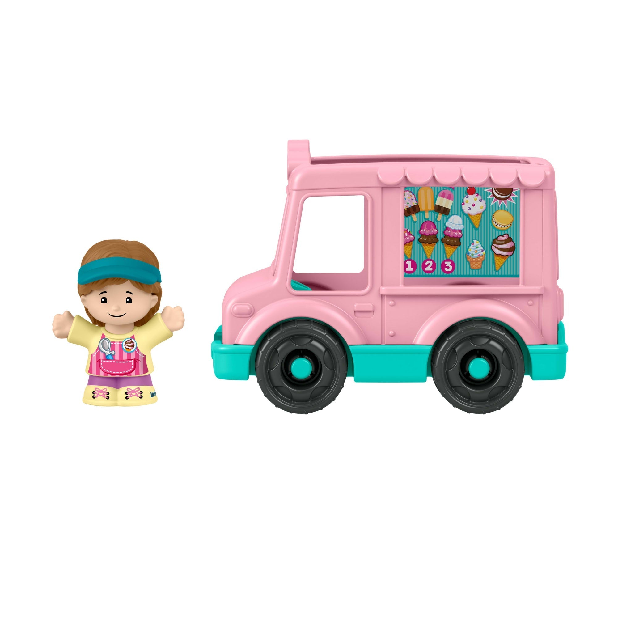Fisher-Price Little People Ice Cream Truck, Push-Along Toy Vehicle & Figure For Toddlers & Kids