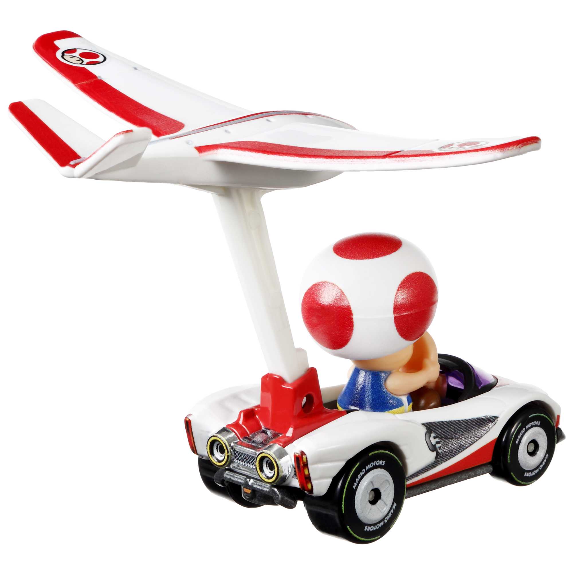 Hot Wheels Mario Kart Veículo de Brinquedo Toad P-Wing com Plane Glider