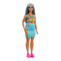 Barbie Fashionistas Doll #218 With Blue Hair, Rainbow Top & Teal Skirt, 65Th Anniversary
