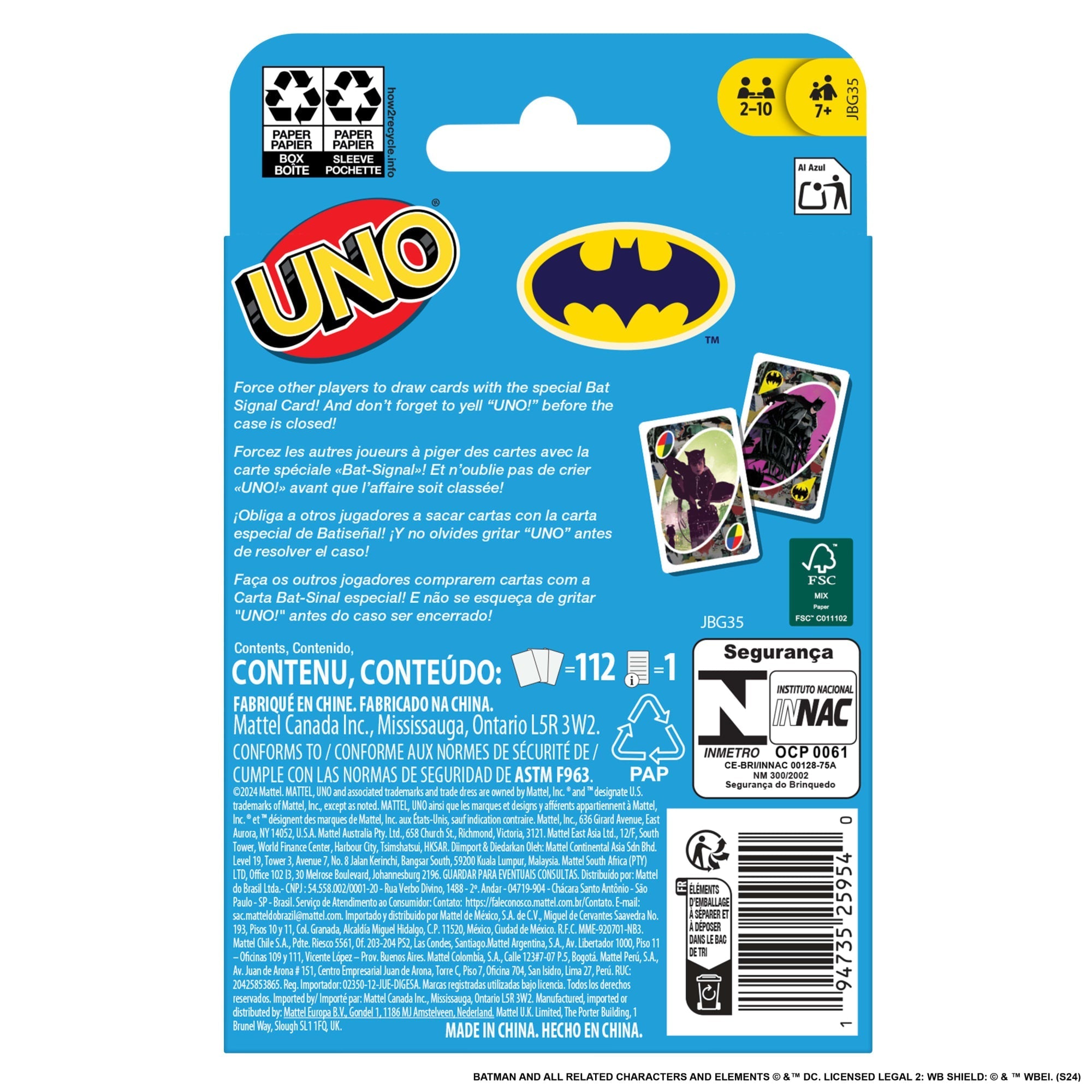 UNO Batman Card Game For Kids & Family Night