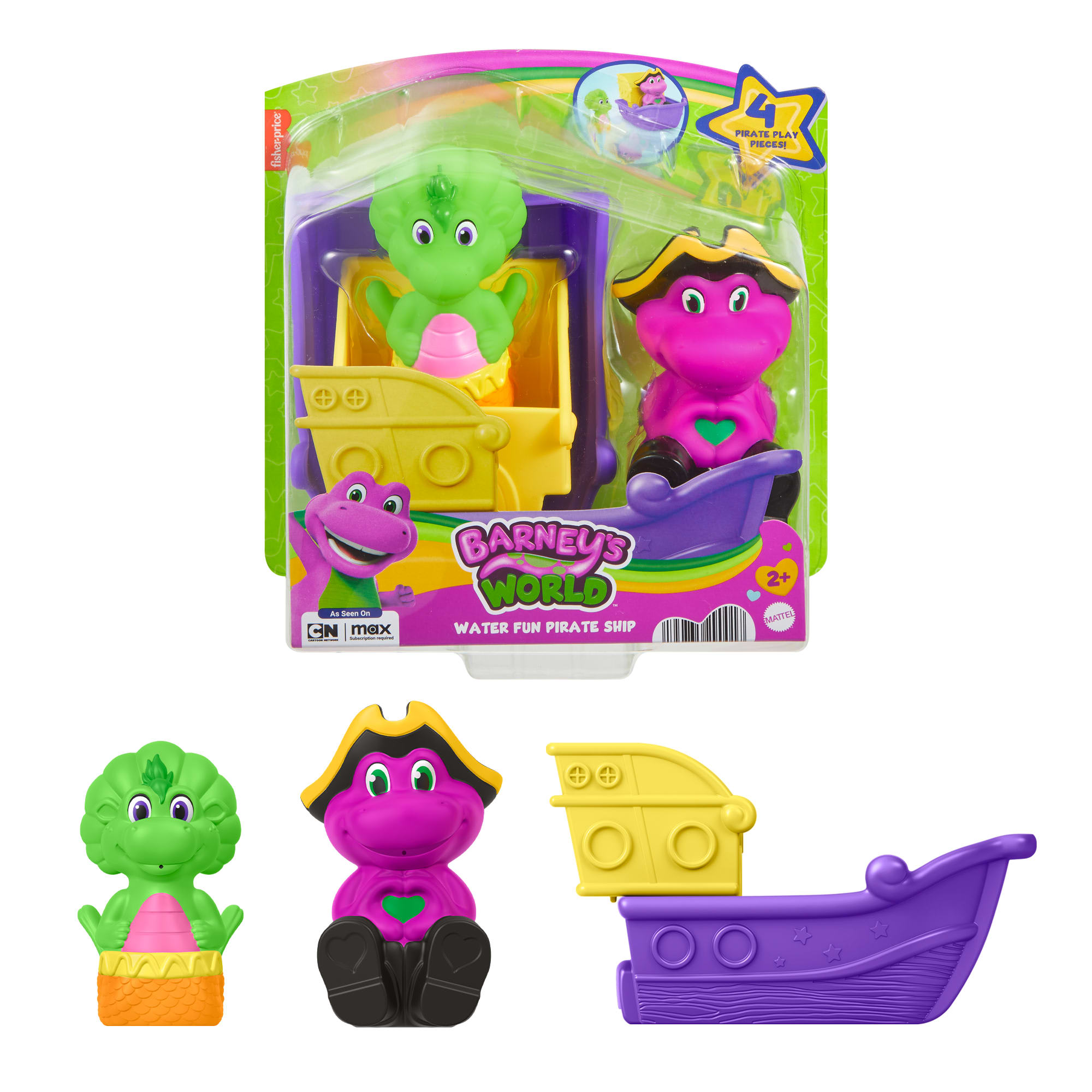 Fisher-Price Barney's World Water Fun Pirate Ship, 4-Piece Set For Water Play