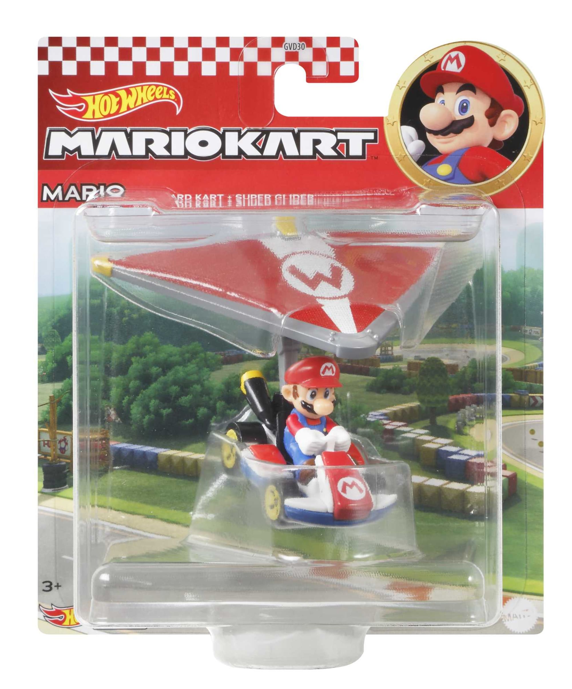 Hot Wheels Mario Kart Veículo de Brinquedo Mário Padrão Kart com Super Glider