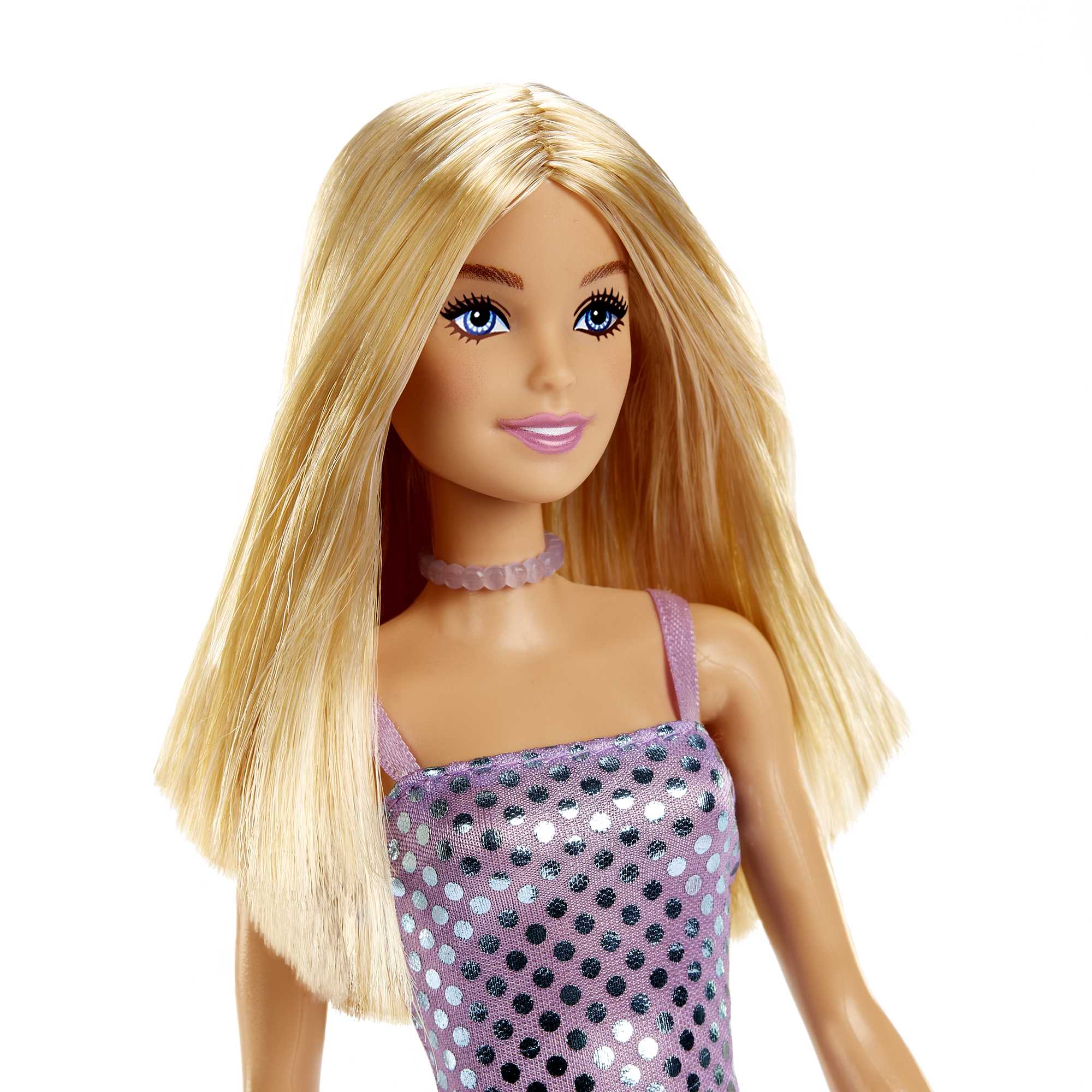 Barbie Poupée Blonde Avec Robe Lavande Métallique